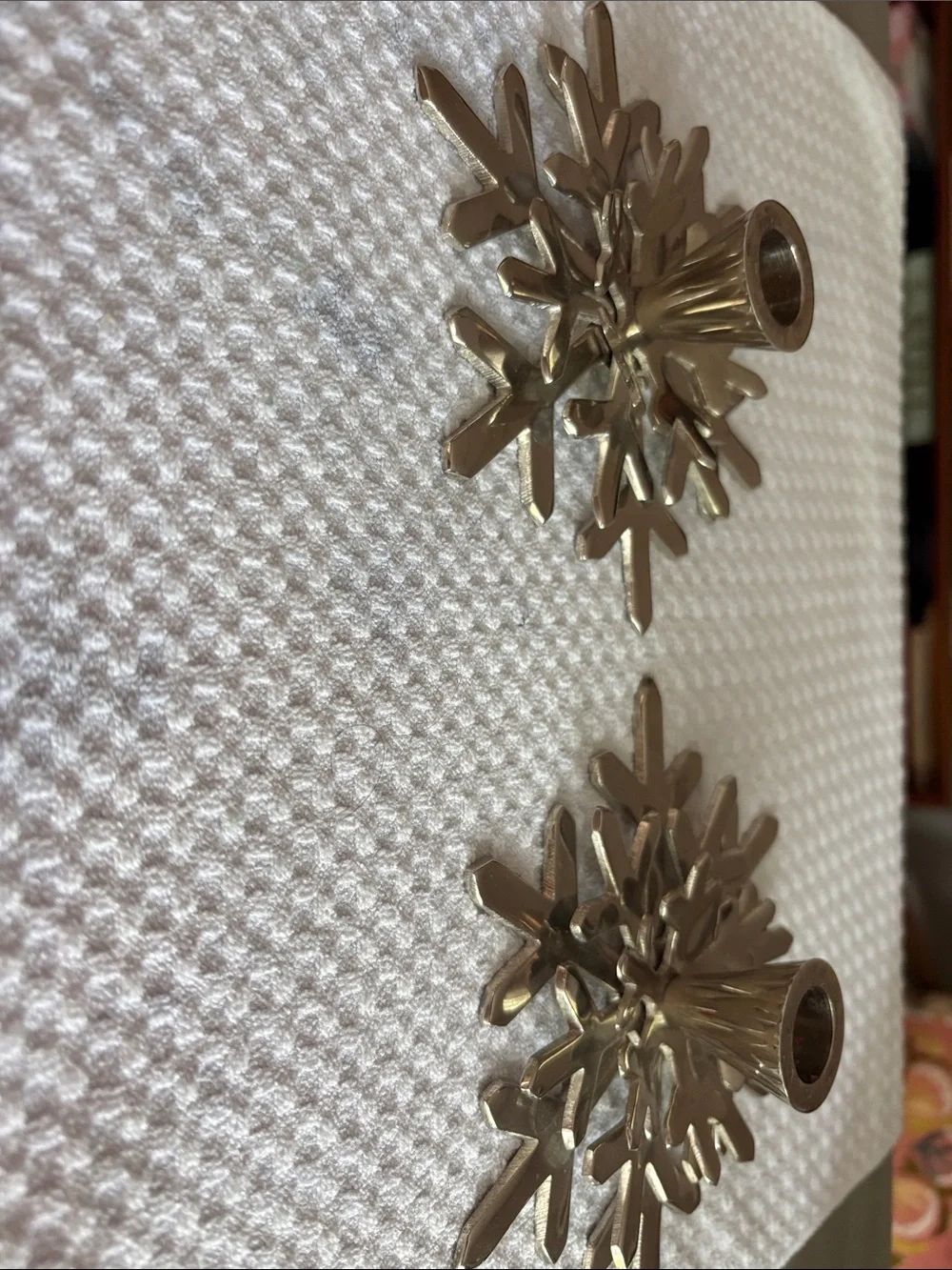 CRATE & BARREL | NWT - Set of 2 Silver Snowflake Candle Holders